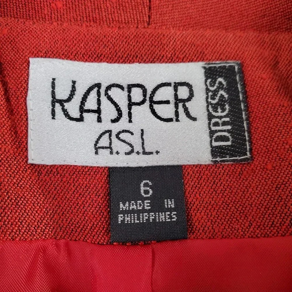 Kasper ASL Skirt Suit Sz 6 Red Blazer Black Knee Length Career Church Boss Lady - Picture 7 of 16